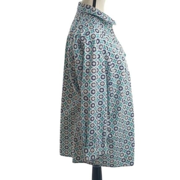 Jones New York Button Down Shirt Womens Size XL Signature Blue Geometric Floral - Picture 3 of 6
